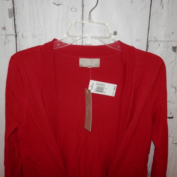NEW Joan Vass Women Small Red Cardigan Sweater Top - Picture 6 of 8